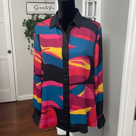 Anne Klein Tops - Anne Klein color block long sleeve button up blouse